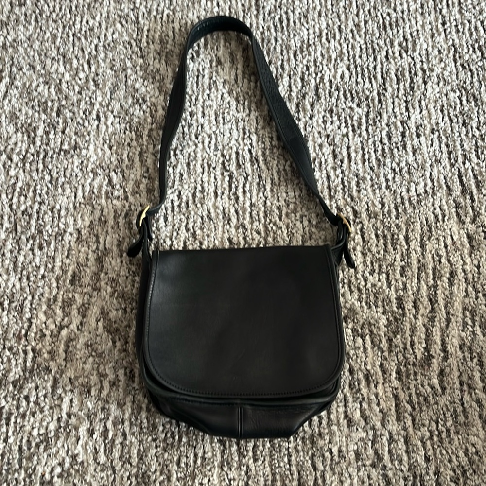 COACH vintage 098-6125 black leather saddle bag - Picture 6 of 7